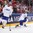 COLOGNE, GERMANY - MAY 15: Italy's Thomas Larkin #27 and Alexander Egger #17 look on after allowing a third period goal to Denmark during preliminary round action at the 2017 IIHF Ice Hockey World Championship. (Photo by Andre Ringuette/HHOF-IIHF Images)

